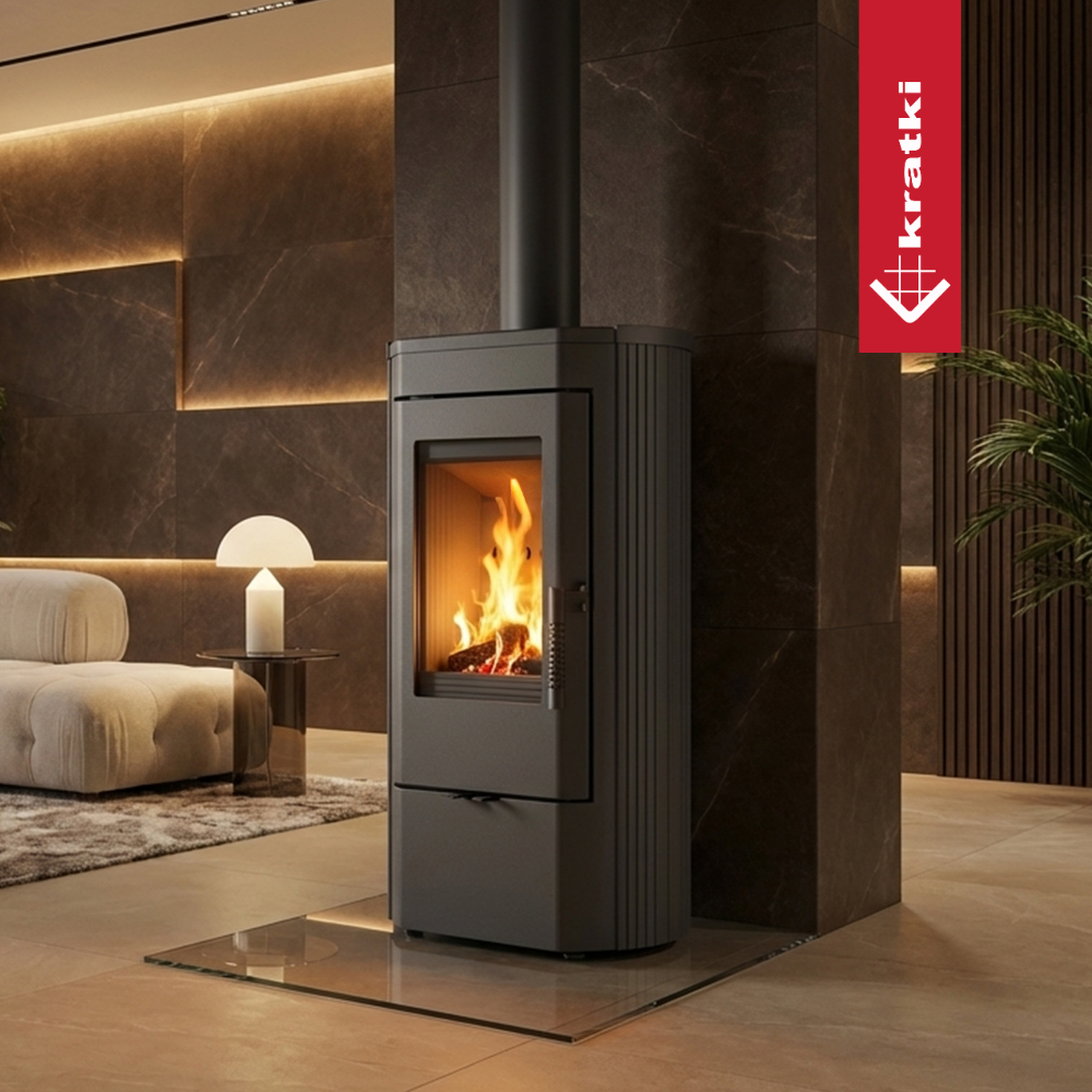 Piec na drewno żeliwny wolnostojący piec koza K12 KRATKI 6kW Ø130 3-8kW