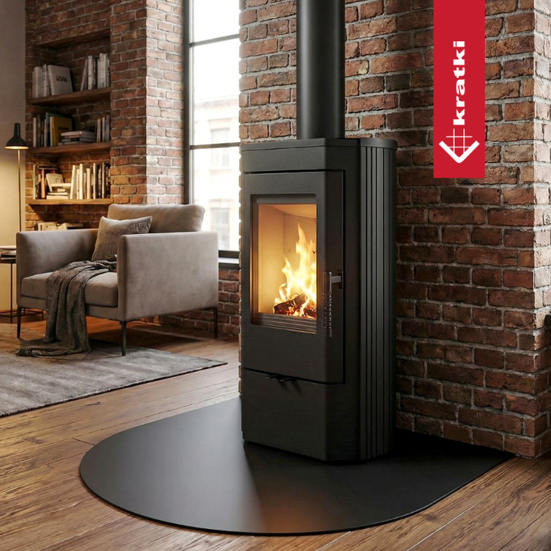 Piec na drewno żeliwny wolnostojący piec koza K12 KRATKI 6kW Ø130 3-8kW