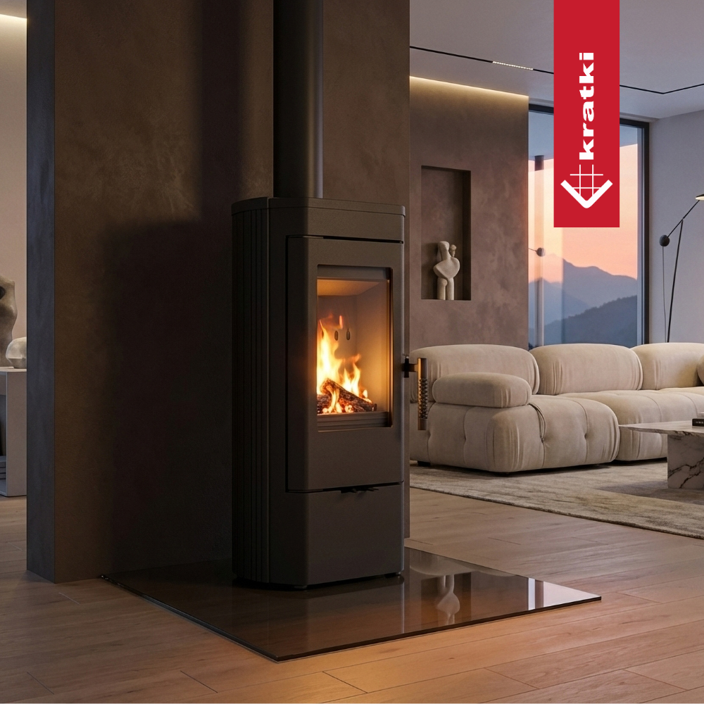 Piec na drewno żeliwny wolnostojący piec koza K12 KRATKI 6kW Ø130 3-8kW